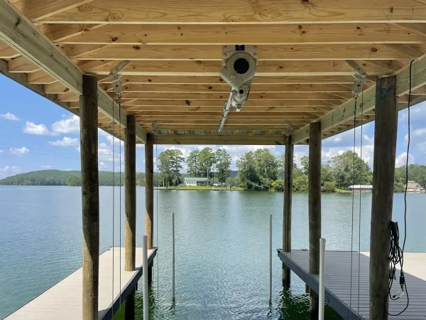 Boat Lift Inside Lake Martin Boathouse