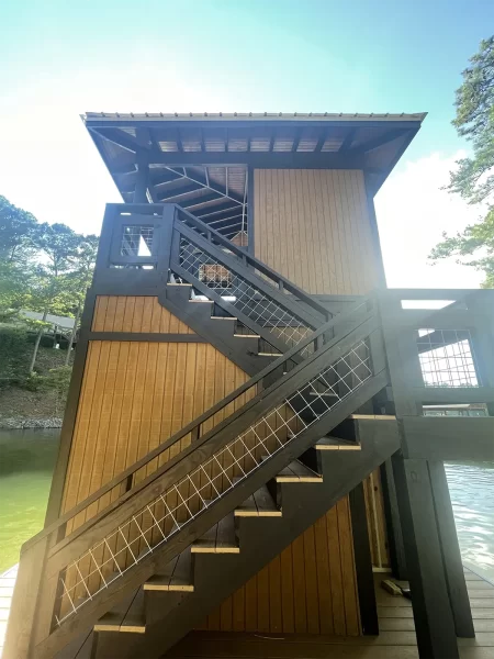 Stairs up to boathouse