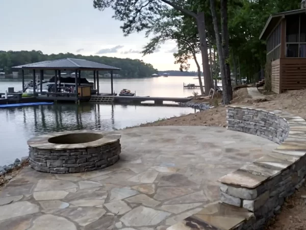 Fire pit by the lake