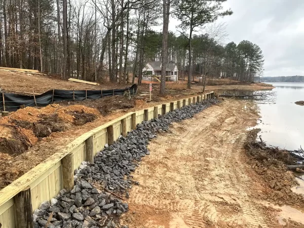 Seawall under construction