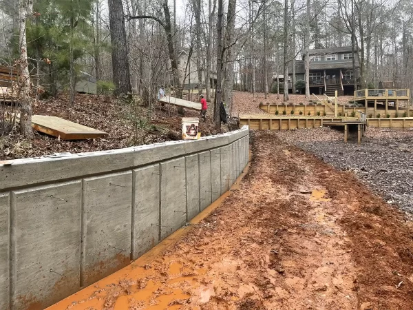 Seawall in progress