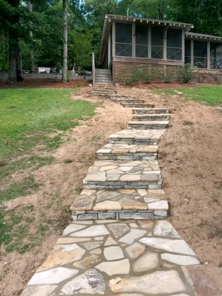 Stone stairs up to house