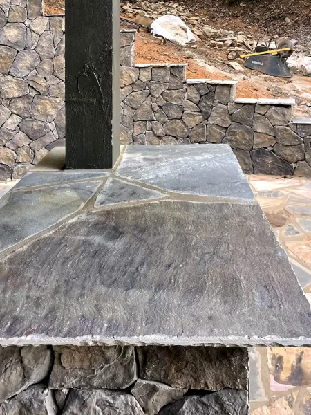 Detail of stone bar countertop