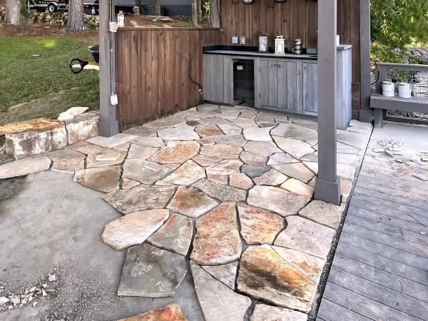 Stone floor for bar area
